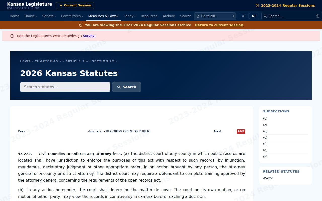 Clay County court record remedy under KSA 45-222