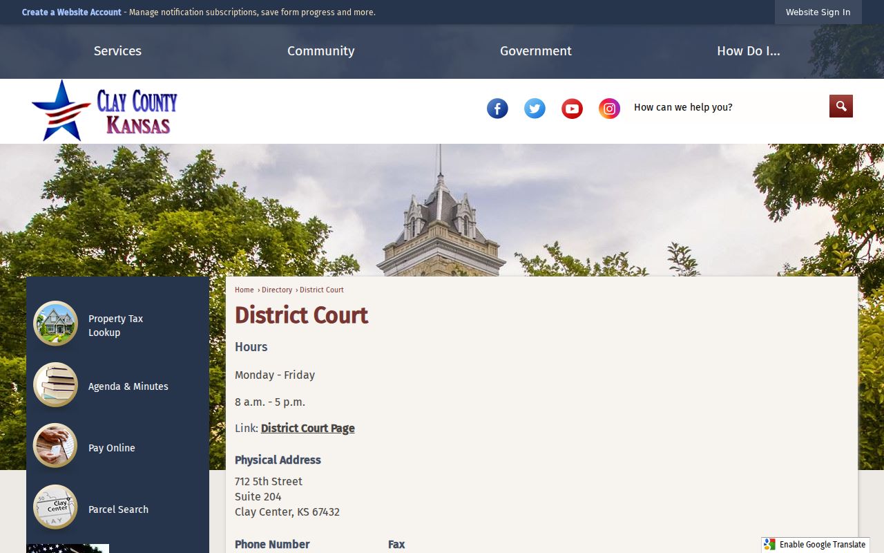 Clay County court docket clerk directory